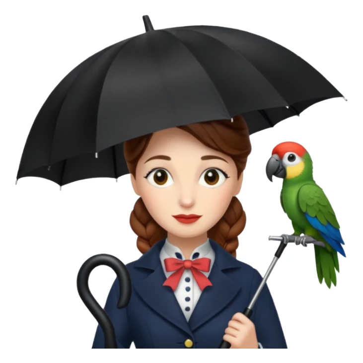 Mary Poppins holds an umbrella in her hand. sticker