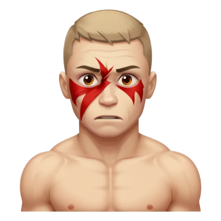 RUSSIAN MMA FIGHTER WITH BRUISED BODY IN VISIBLE PAIN sticker