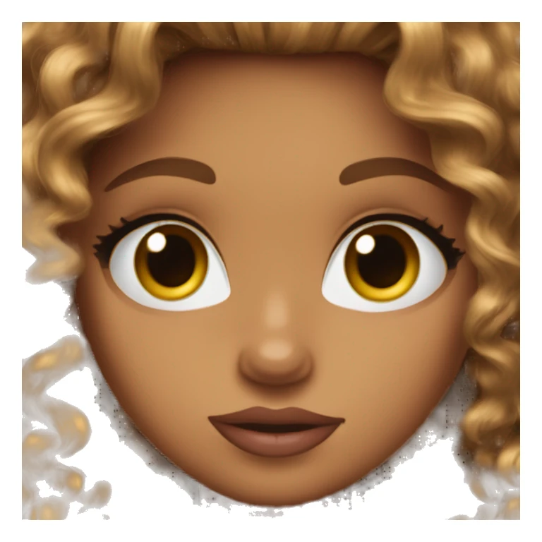 bratz doll face with brown curly hair sticker