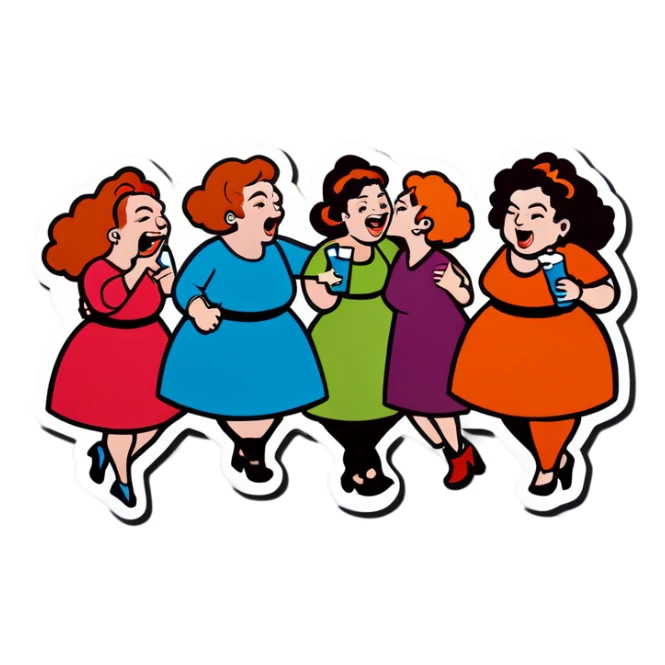 Large group of drunk women sticker