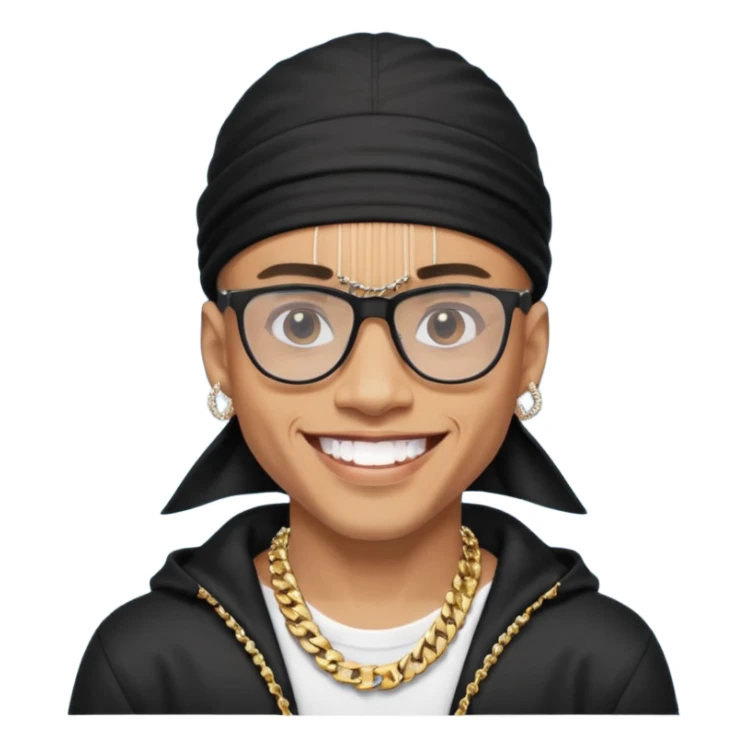 lightskin man with a black durag,a cuban link chain,glasses, and smiling flexing diamond studded teeth  sticker