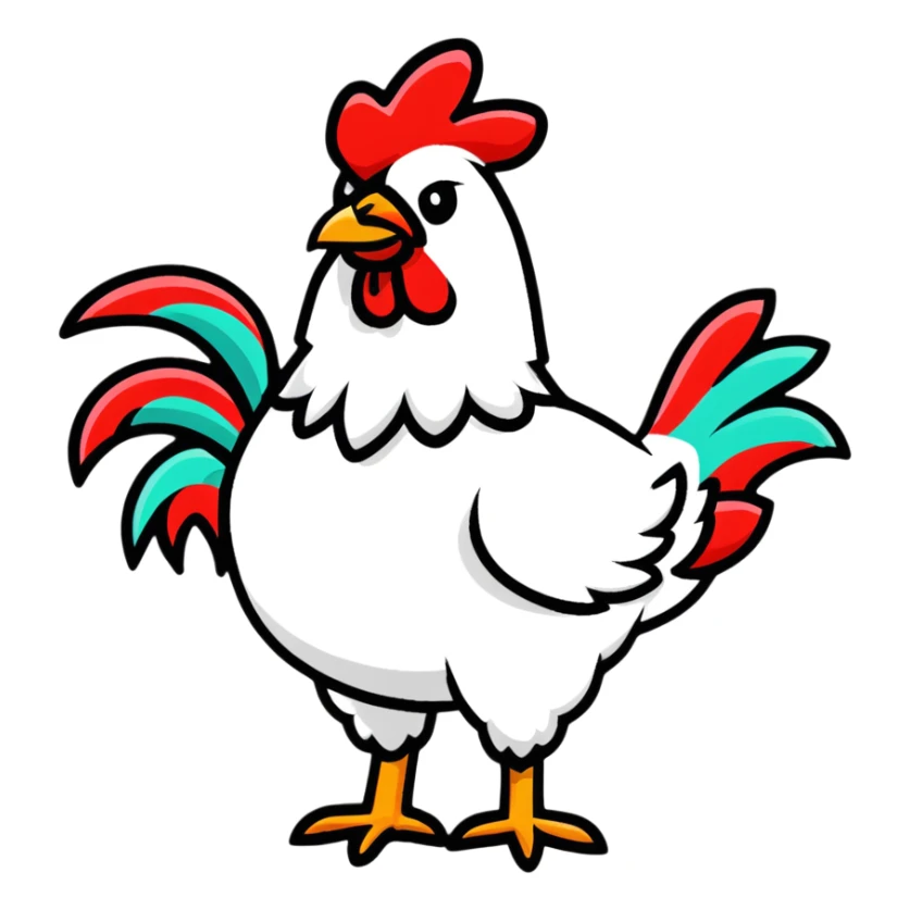 Heihei the rooster from Moana, colorful tropical chicken sticker