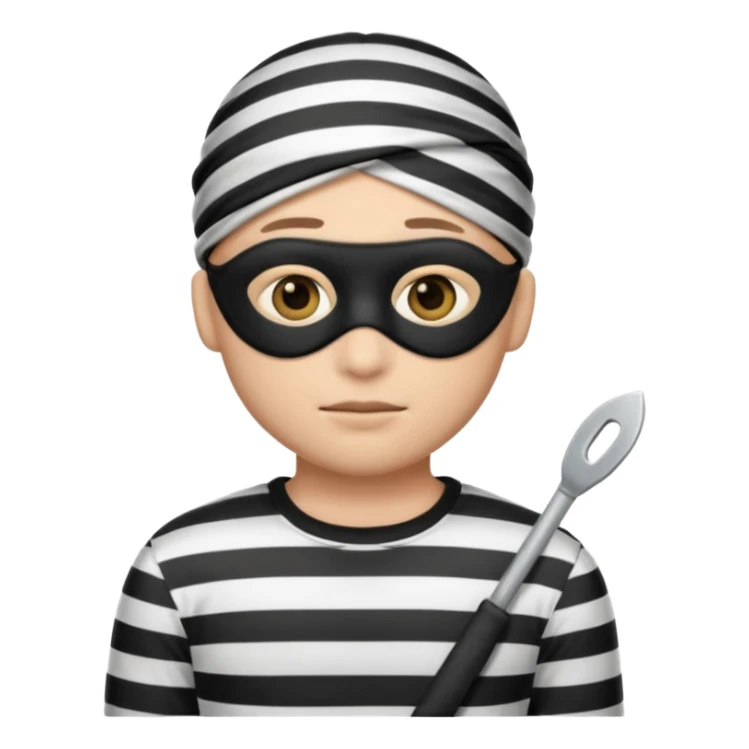 A 3 theif robber emoji,Stripped shirt,eye mask, black head. sticker