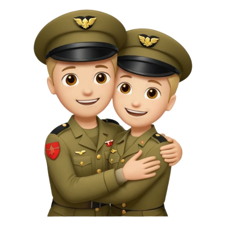 dos soldados dando es un abrazo de solidaridad de fraternidad sticker