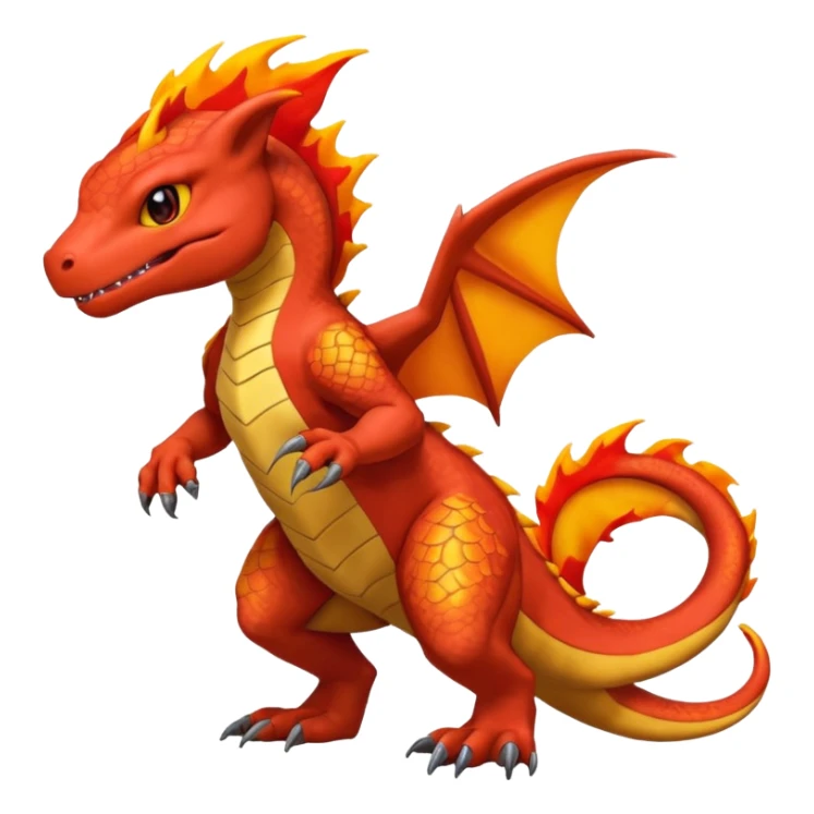 Guilmon-Salandit-Charmeleon-Fakémon-hybrid-creature (full body)  sticker