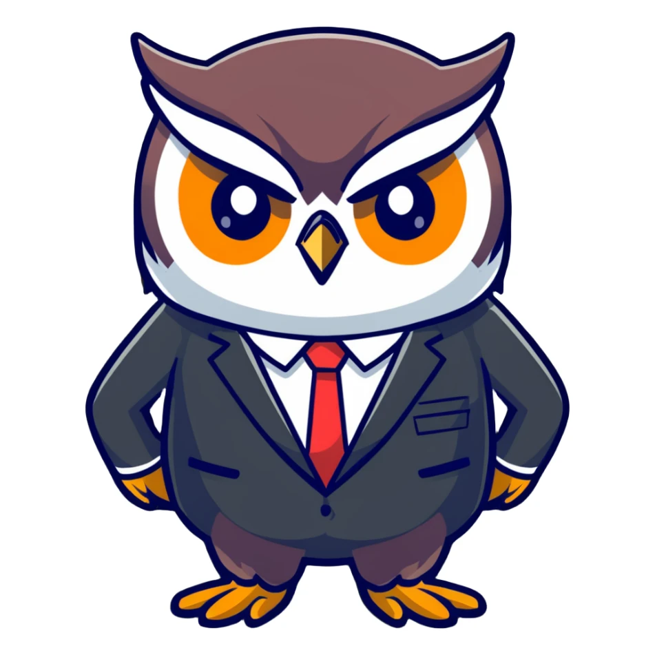 owl wearing a business suit sticker