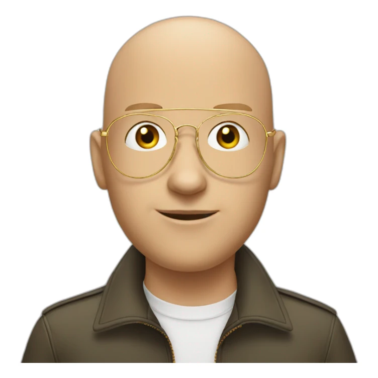 Bald young white man with golden aviator glasses sticker