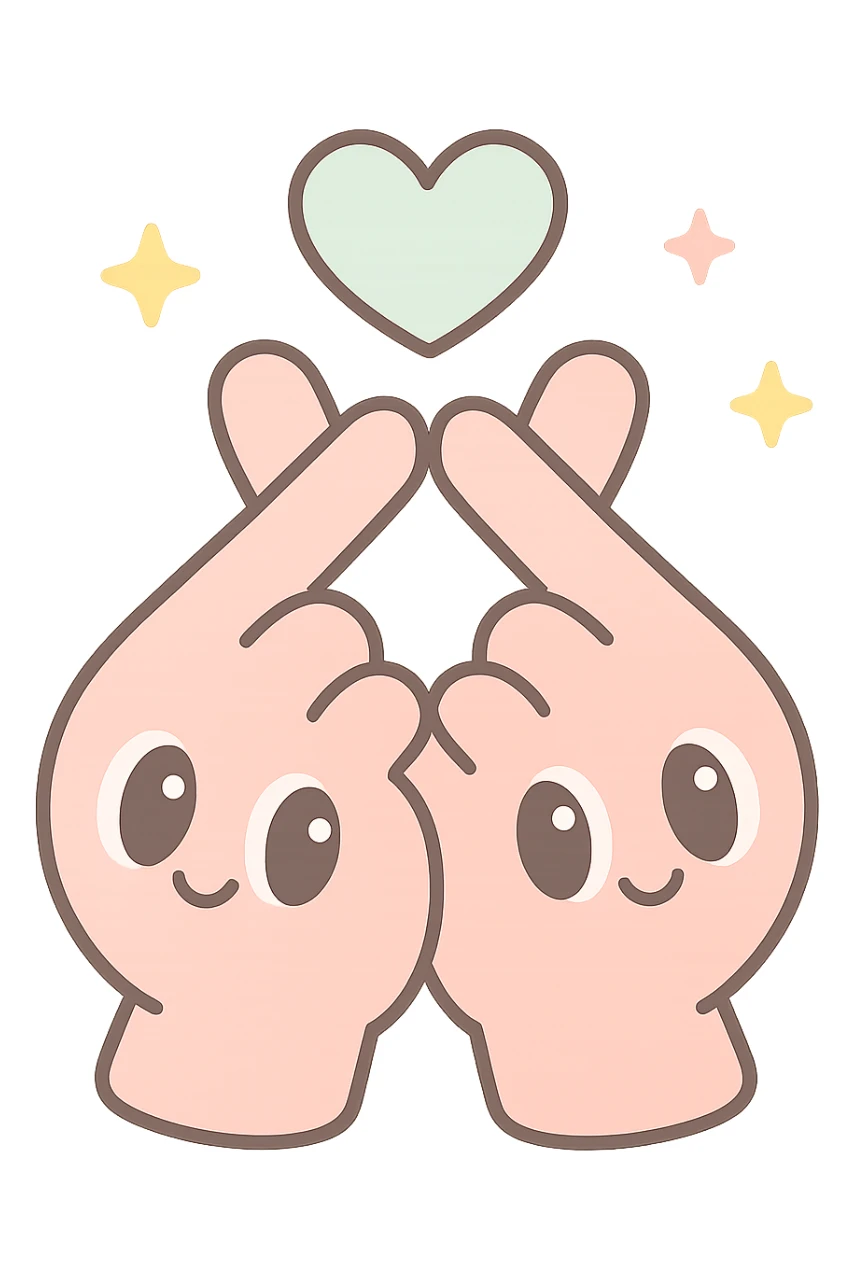Korean heart hand gesture sticker