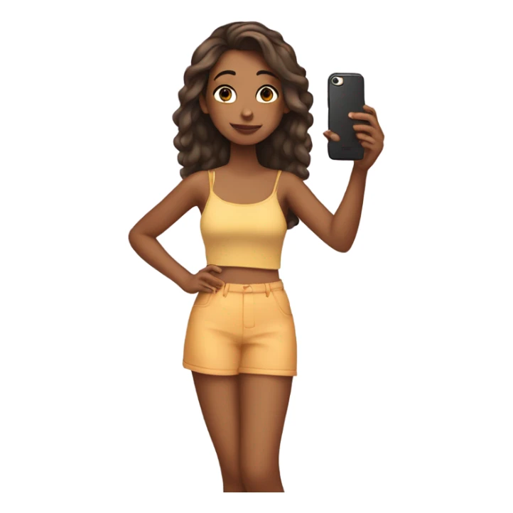 Girl with tan skin taking a selfie full body sticker