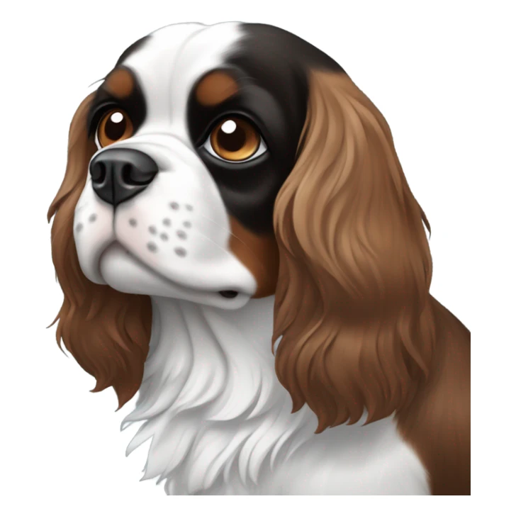 black and white spaniel king charles one blue eye one brown eye sticker