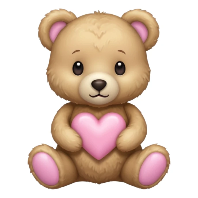 beige teddy bear and a pink pastel heart sticker