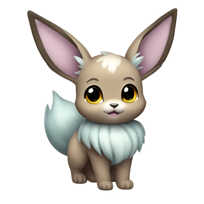 Kawaii Shiny Pastel Grey Eevee Full Body sticker