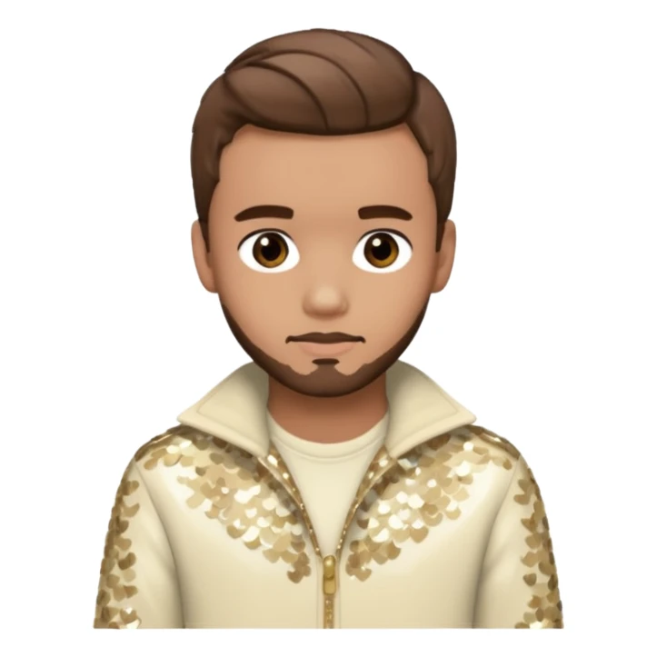 Liam Payne from One Direction with light skin, brown hair, cream sequin outfit sticker