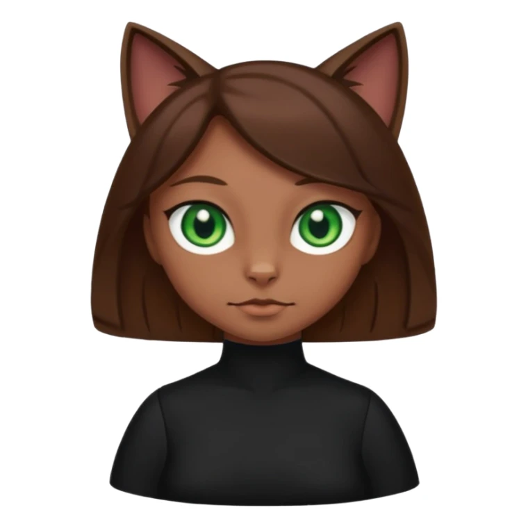 Cartoon female anthrophobic Black Cat with Brown hair sticker