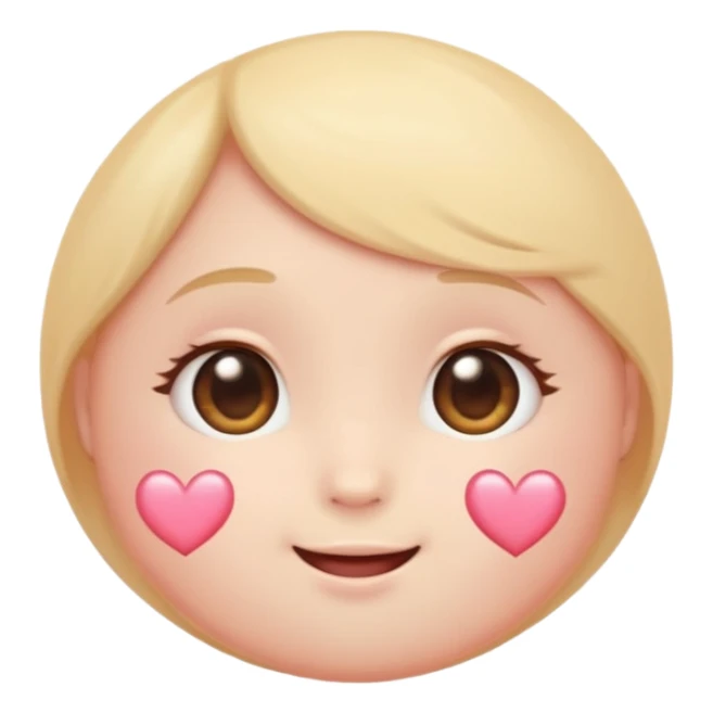 “Soft pastel cute round emoji, gentle blush, shy sparkling eyes looking down, small trembling smile, tiny hidden heart, subtle glow, warm romantic vibe, glossy, adorable, high-quality.” sticker