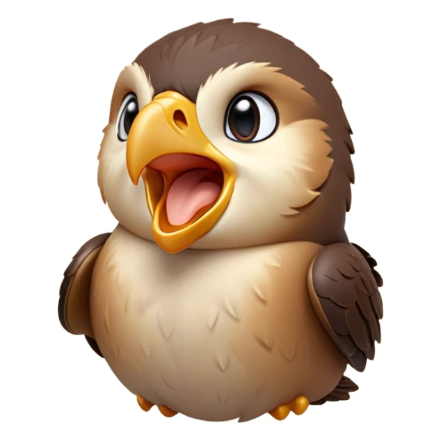 Cinematic Cute Yawning Falcon Portrait Emoji, Head tilted slightly with a dramatic, wide-open yawn, showcasing a streamlined, powerful form with a softly drooping beak and sleepy, half-closed eyes, Simplified yet irresistibly adorable features, highly detailed, glowing with a soft, cozy glow, high shine, relaxed yet expressive, stylized with a dash of whimsical aerial charm, soft glowing outline, capturing the essence of a drowsy yet affectionate falcon that appears ready to stretch out for a nap! sticker