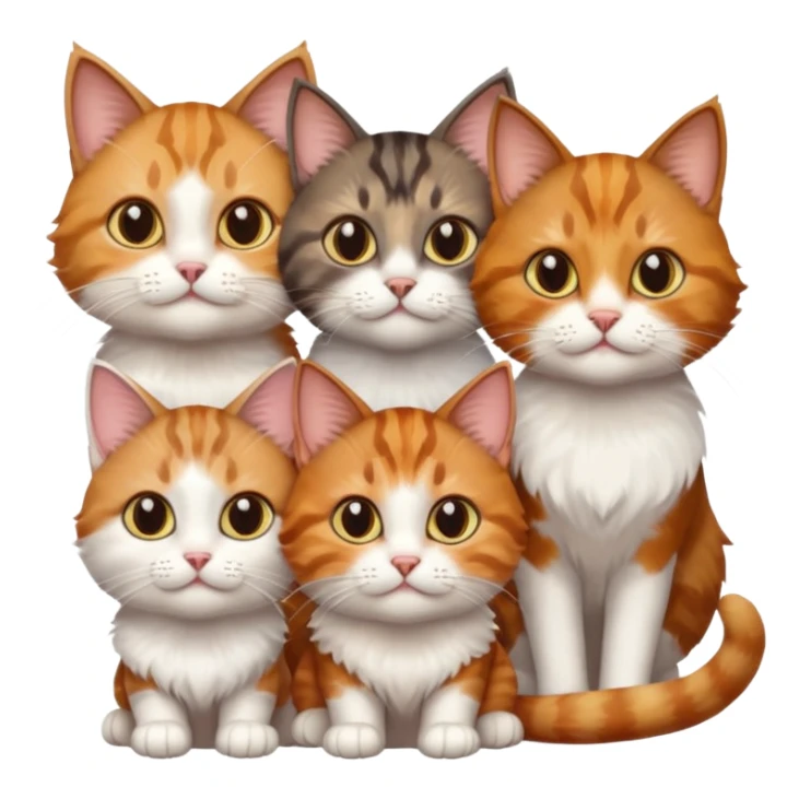 3 cats different colours including brown tabby and white, calico, and ginger and white sticker