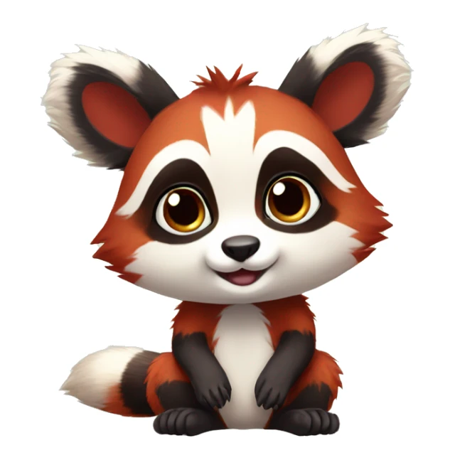 Cute red raccoon-panda-lemur-hybrid full body sticker