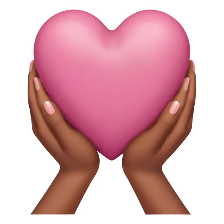 Pink heart in two brown skin tone hands sticker