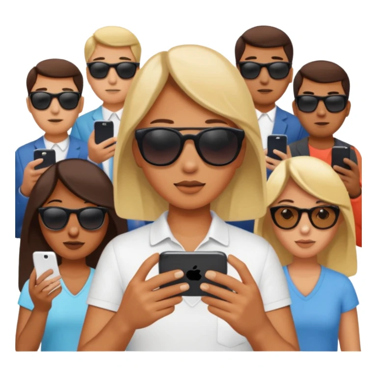 person searching something with iphone and people around sticker