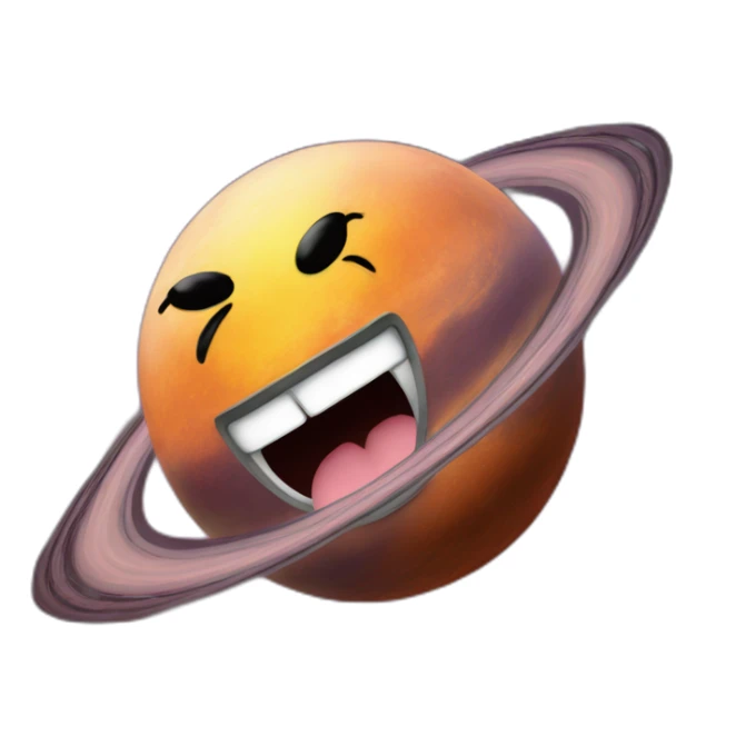 planet Mercury with a cartoon face with tongue sticker
