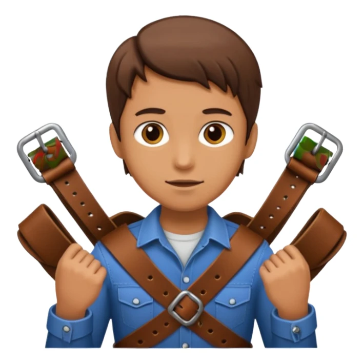 Person with straight face and belt in hand sticker