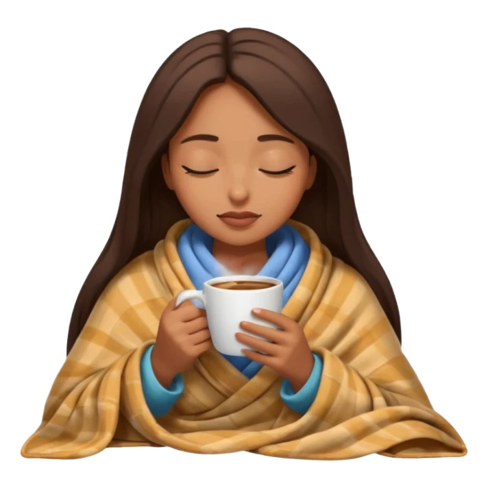 brown girl inside a blanket sipping coffee eyes closed sticker