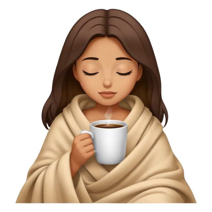 girl inside a blanket sipping coffee eyes closed sticker