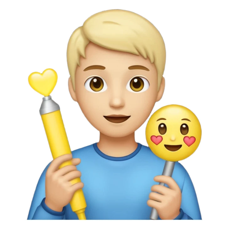 a person emoji with heart eyes holding light stick sticker