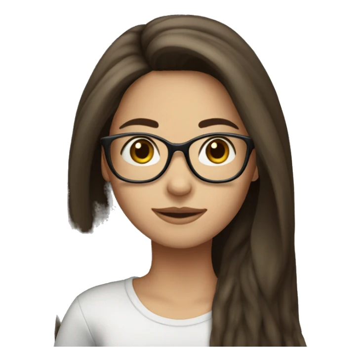 a brunette girl with long hair and glasses  sticker
