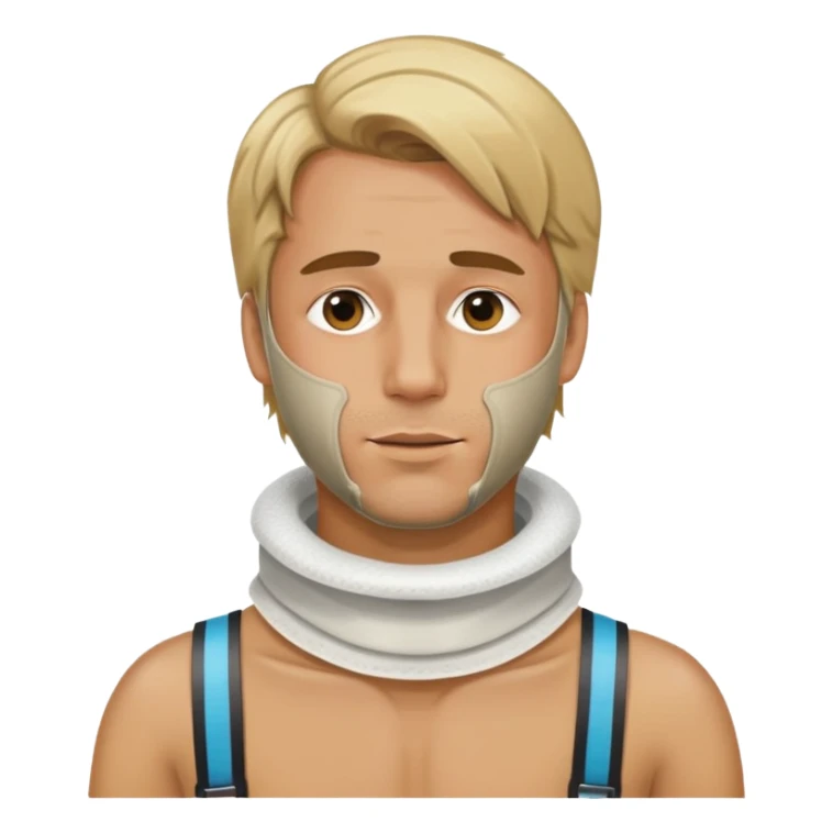 Man with dirty blonde, hair, drunk, and neck brace sticker