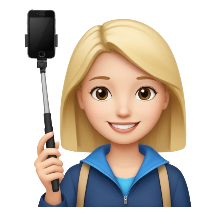 girl with phone selfie stick sticker