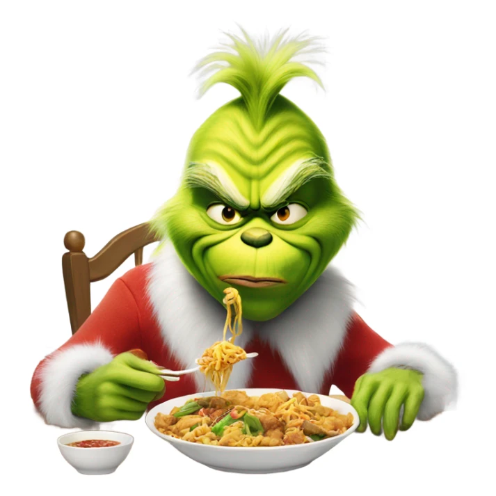 the grinch eating chinese food sticker