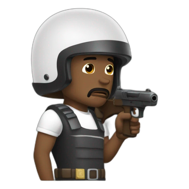 Chocorrol brown with gun and helmet sad sticker