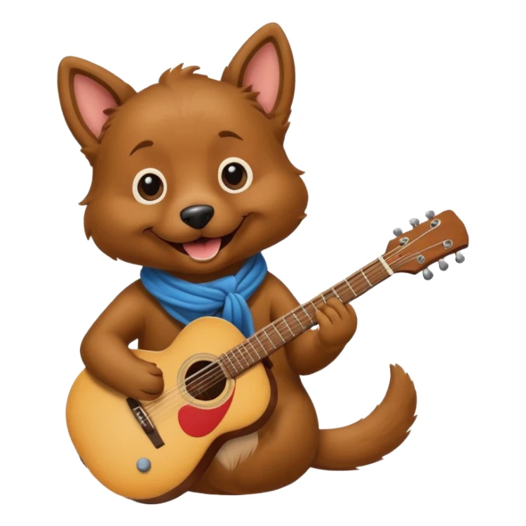 happy dog playing guitar sticker