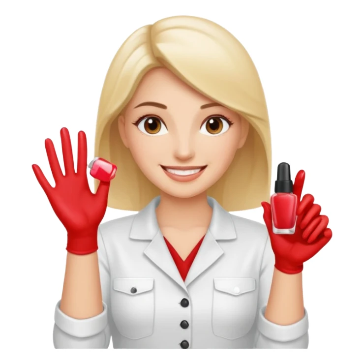female nail master with buff and gel polish in hand  sticker