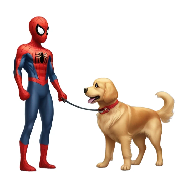 Spider-Man walking his golden retriever sticker