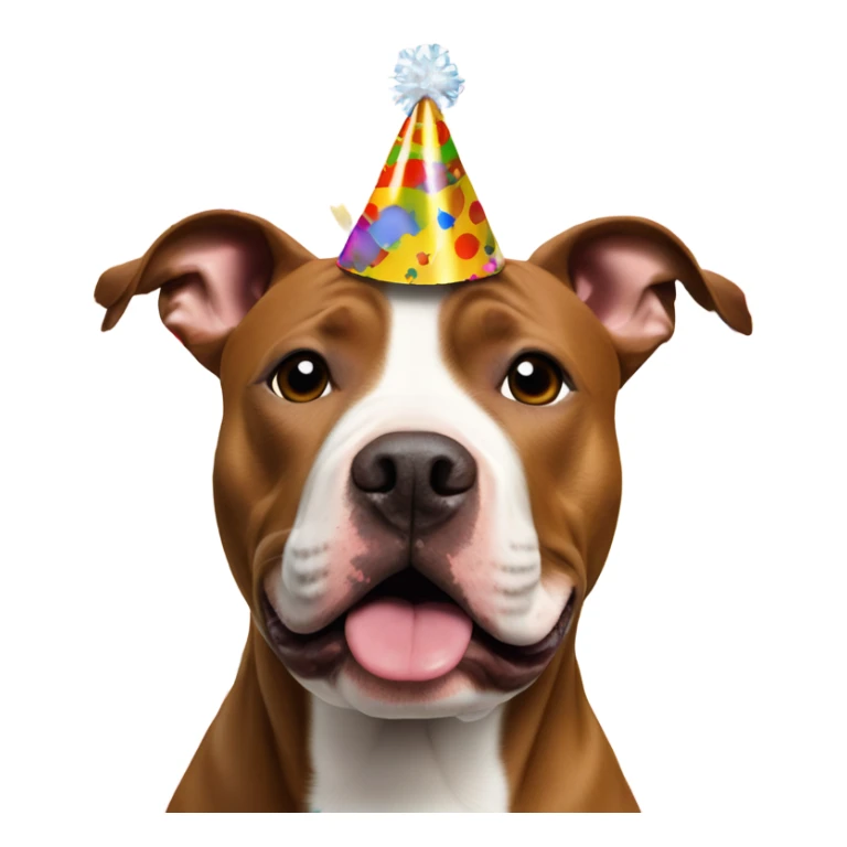 Cinnamon Brown Pit bull terrier with a party hat on its head and confetti in background  sticker