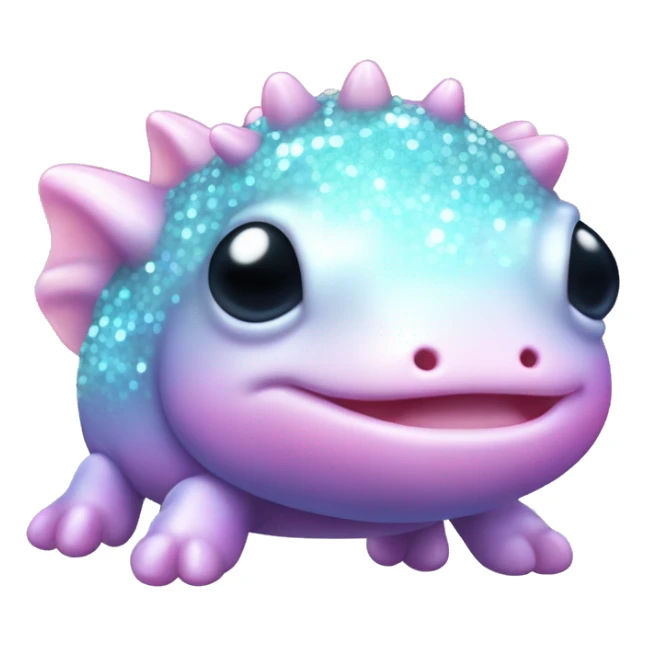 Sparkly glossy Pastel iridescent glass axolotl sticker