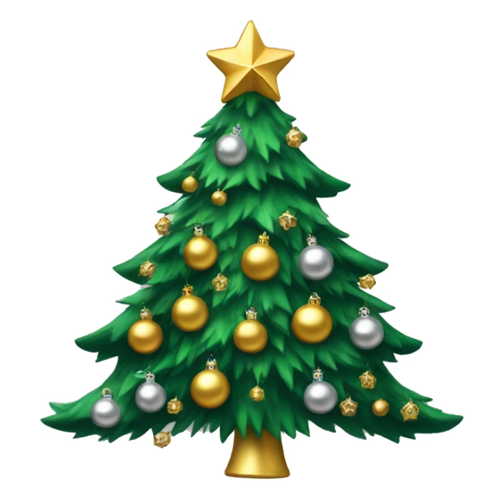 Green Christmas tree with 20 gold and silver ornaments sticker