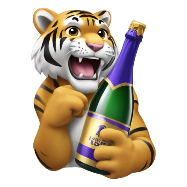 LSU Mike the Tiger popping champagne bottle sticker