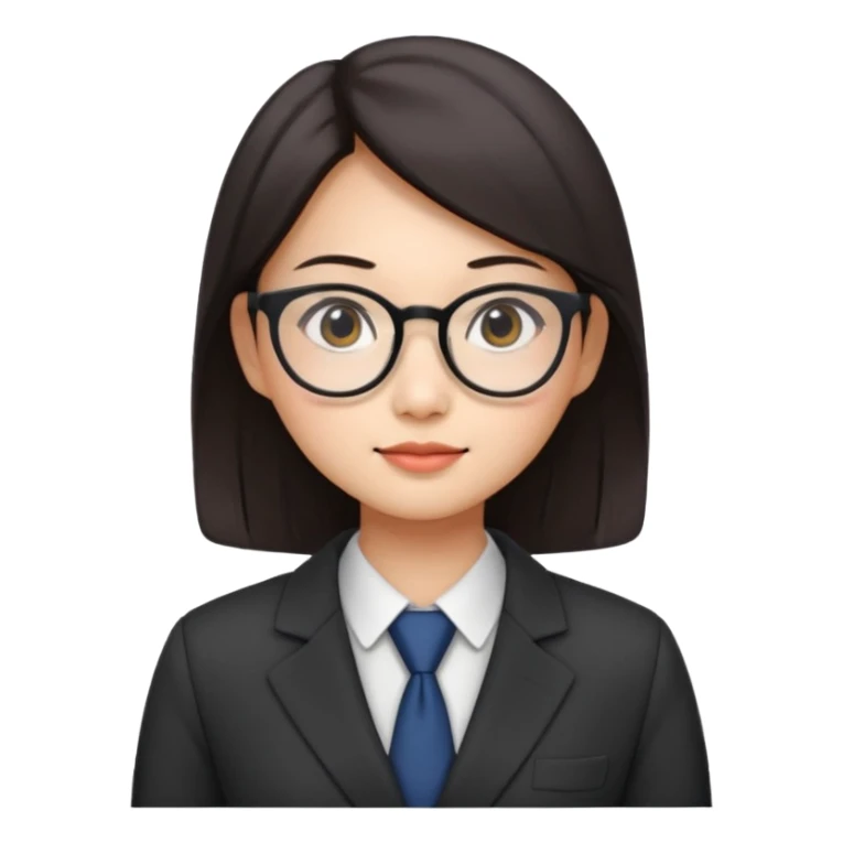 asian female accountant with eyeglasses, round face sticker