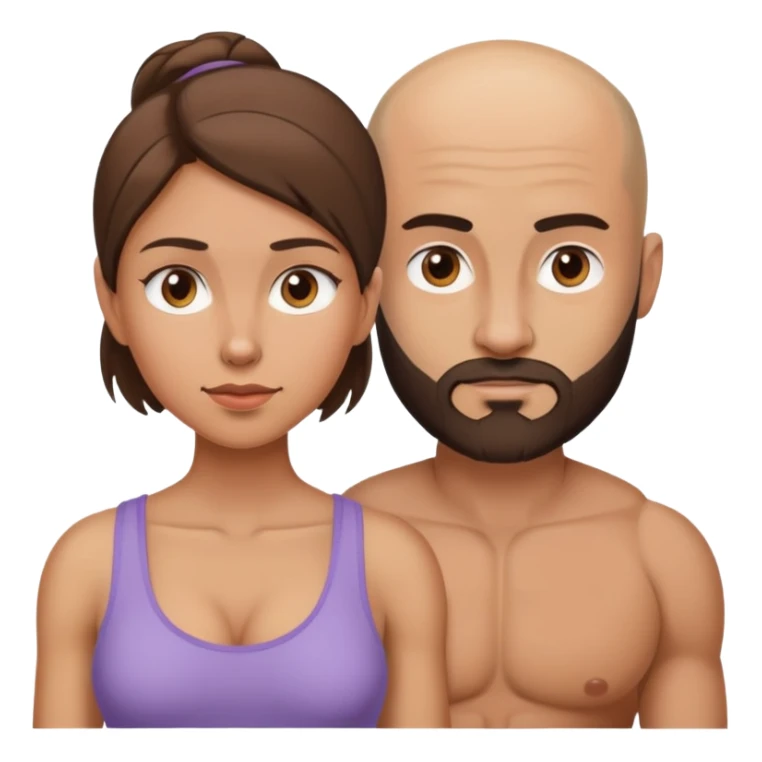 Young light brunette missing her muscular bald beard husband sticker