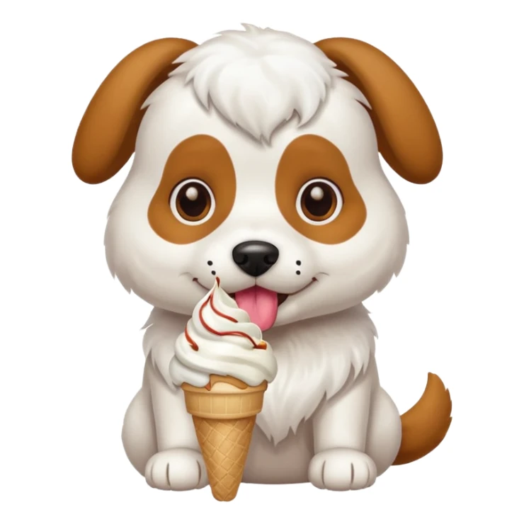dog sitting eating ice cream sticker