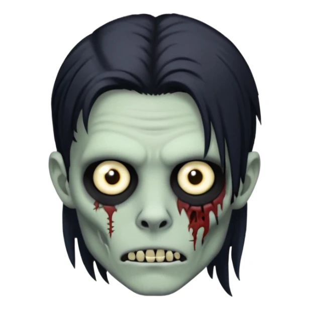 zombie boy with black symmetrical wolfcut medium long hair and piercings sticker