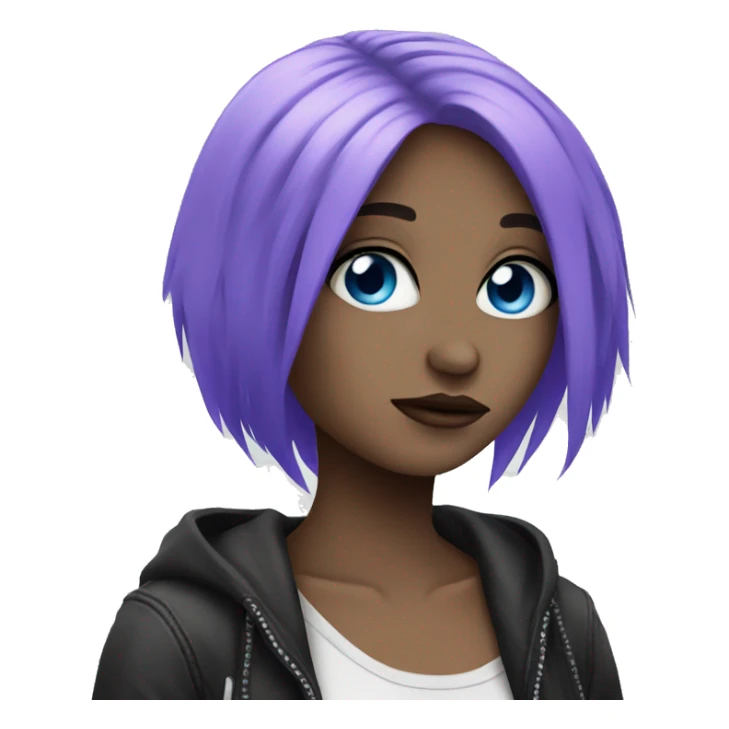 emo girl with purple hair and blue eyes sticker