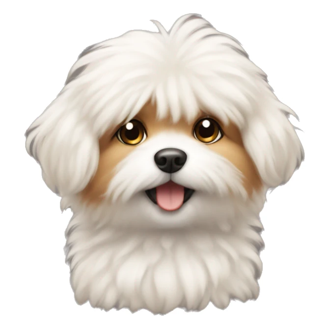 The image shows a cute illustration of a small fluffy dog ​​. sticker
