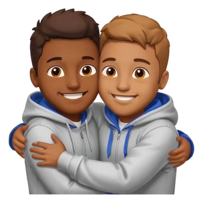 two happy brown skin guys hugging, in hoodies sticker