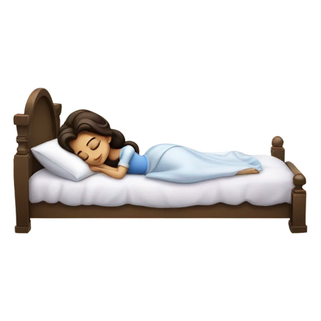 Sleeping brunette beauty princess Disney, bed, white bed sticker