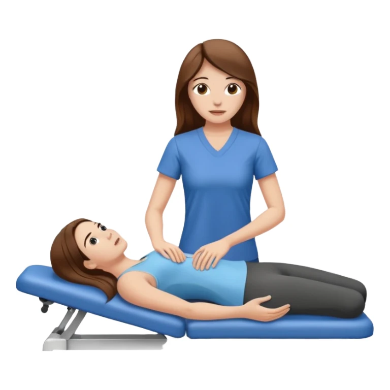 physiotherpay session for a long brown hair woman sticker